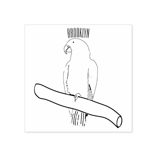 アフリカの灰色のオウムの漫画イラストレーション ラバースタンプ (インプリント)