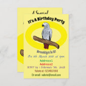 アフリカの灰色のオウムの漫画イラストレーション 招待状 (正面/裏面)