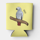 アフリカの灰色のオウムの漫画イラストレーション 缶クーラー (正面)