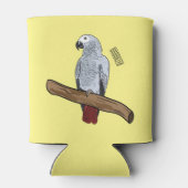 アフリカの灰色のオウムの漫画イラストレーション 缶クーラー (裏面)