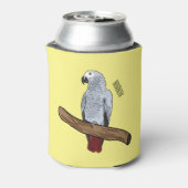 アフリカの灰色のオウムの漫画イラストレーション 缶クーラー (缶裏面)