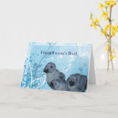 アフリカの灰色のオウムの父の日のカード カード (黄色い花)