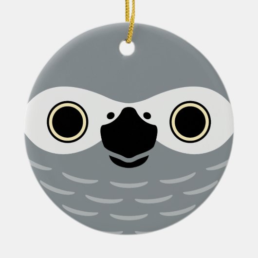 アフリカの灰色のオウムの顔 セラミックオーナメント (正面)