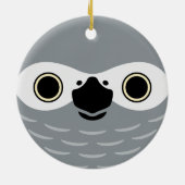 アフリカの灰色のオウムの顔 セラミックオーナメント (裏面)