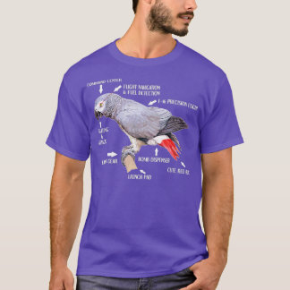 アフリカの灰色のオウムの鳥の解剖学おもしろい Tシャツ