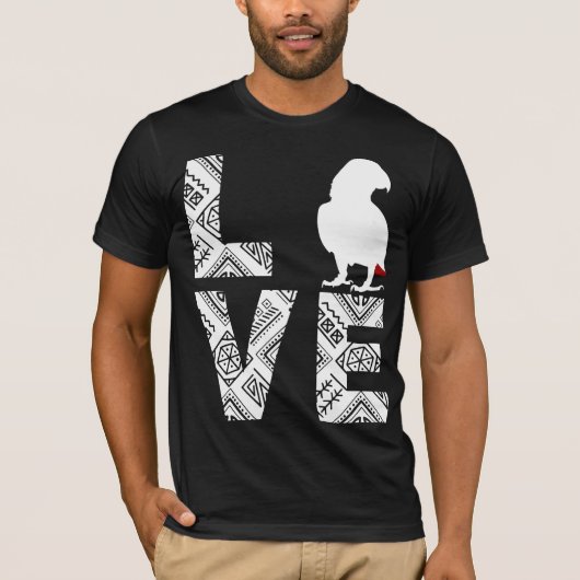 アフリカの灰色のオウムを愛する Tシャツ (正面)