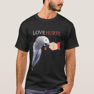 アフリカの灰色の愛がオウムを傷つける Tシャツ