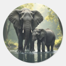 アフリカの熱帯雨林の中のママとベビーゾウ