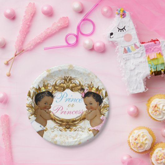 アフリカの王子とプリンセスのエレガント性別開示 ペーパープレート (パーティー)