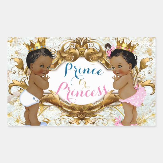 アフリカの王子とプリンセスジェンダーがシールを明かす 長方形シール (正面)
