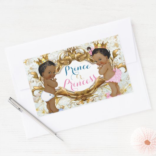 アフリカの王子とプリンセスジェンダーがシールを明かす 長方形シール (封筒)