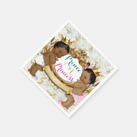 アフリカの王子またはプリンセスジェンダーがナプキンを明かす スタンダードカクテルナプキン (角)