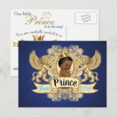 アフリカの王子様|ロイヤルブルー & ゴールド インビテーションポストカード (正面/裏面)