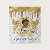 アフリカの王子様 | 青いグリッター ドリップ タペストリー (正面)