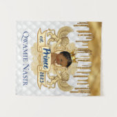 アフリカの王子様 | 青いグリッター ドリップ タペストリー (正面(横))