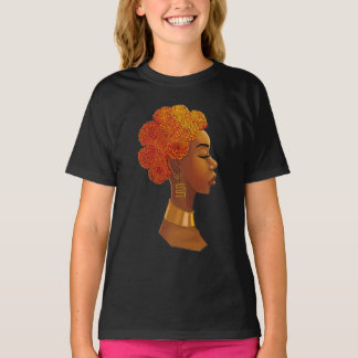アフリカの王族 フラワー ヘア ガール Tシャツ