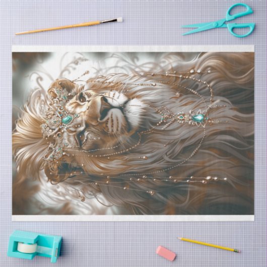 アフリカの白いライオン威厳のあるの外観の分離 薄葉紙 (クラフト)