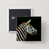 アフリカの白黒のストライプゼブラ 缶バッジ (正面&裏面)