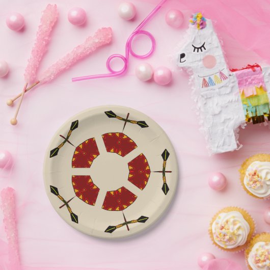 アフリカの盾と槍の柄 ペーパープレート (パーティー)