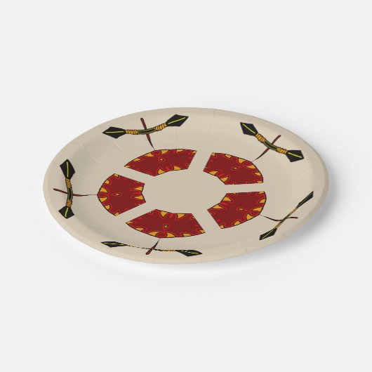 アフリカの盾と槍の柄 ペーパープレート (アングル)