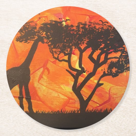 アフリカの砂漠のサファリのコースター ラウンドペーパーコースター (正面)
