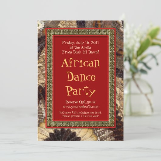 アフリカの種族のビートのダンスパーティーの蝶翼 招待状 (スタンド正面)