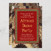 アフリカの種族のビートのダンスパーティーの蝶翼 招待状 (正面/裏面)