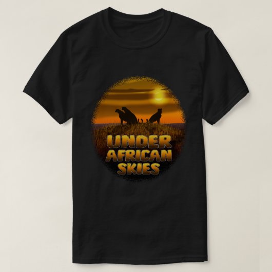 アフリカの空の下 | サファリの日の入り チーター Tシャツ (デザイン正面)