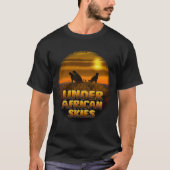 アフリカの空の下 | サファリの日の入り チーター Tシャツ (正面)