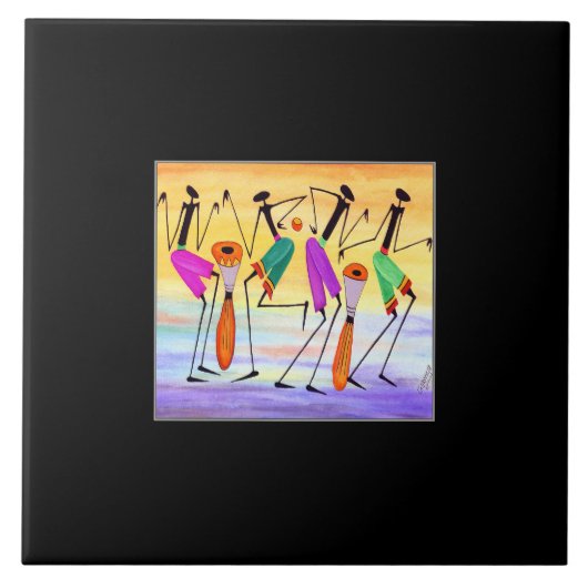 アフリカの素晴らし芸術と幸福の表現 タイル (正面)