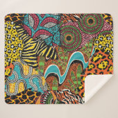 アフリカの織物：野生の動物パッチワーク。 シェルパブランケット (正面(横))