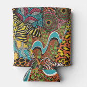 アフリカの織物:野生の動物パッチワーク。 缶クーラー (裏面)