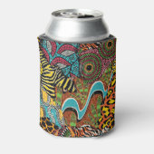 アフリカの織物:野生の動物パッチワーク。 缶クーラー (缶裏面)