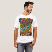 アフリカの織物:野生の動物パッチワーク。 Tシャツ (正面フル)