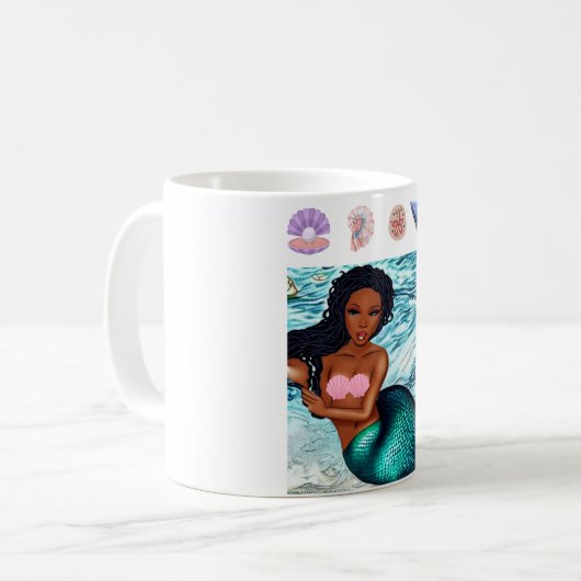 アフリカの美しい黒い人魚の貝殻 コーヒーマグカップ (正面左)