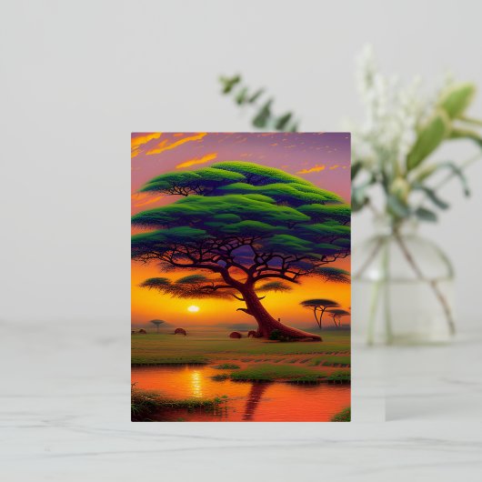 アフリカの美しい 箔シーズンポストカード (立ち正面)