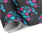アフリカの花型女性歌手のターコイズ及びショッキングピンク ラッピングペーパー (ロールコーナー)