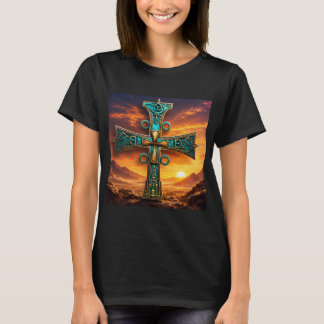 アフリカの芸術に根ざした先祖の知恵の聖なる十字架 Tシャツ