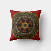 アフリカの薄暗がりの曼荼羅の枕クッション(赤い) クッション (裏面)