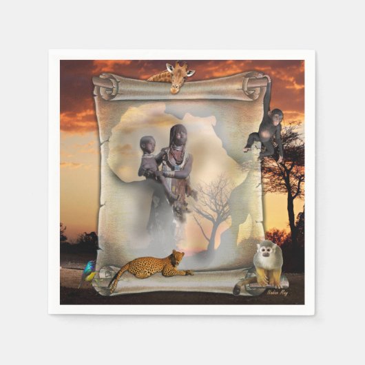 アフリカの表現 スタンダードカクテルナプキン (正面)