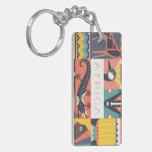 アフリカの記号による芸術のコラージュ キーホルダー (正面左)