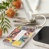 アフリカの記号による芸術のコラージュ キーホルダー (正面右)