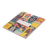 アフリカの記号による芸術のコラージュ タイル (側面)