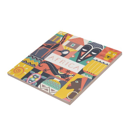 アフリカの記号による芸術のコラージュ タイル (側面)