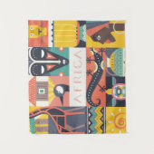 アフリカの記号による芸術のコラージュ タペストリー (正面)