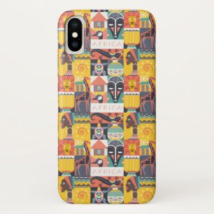 アフリカの記号による芸術のコラージュ iPhone X ケース