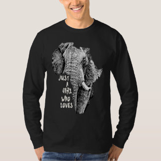 アフリカの象の形とテキスト付き Just a Girl Who Tシャツ