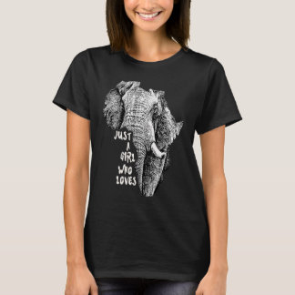 アフリカの象の形+テキスト付き Just a Girl Who Tシャツ