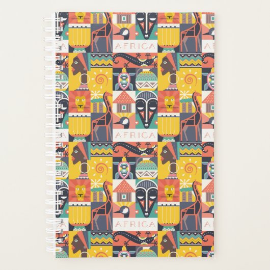 アフリカの象徴的アートコラージュ プランナー手帳 (正面)