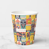 アフリカの象徴的アートコラージュ 紙コップ (正面)